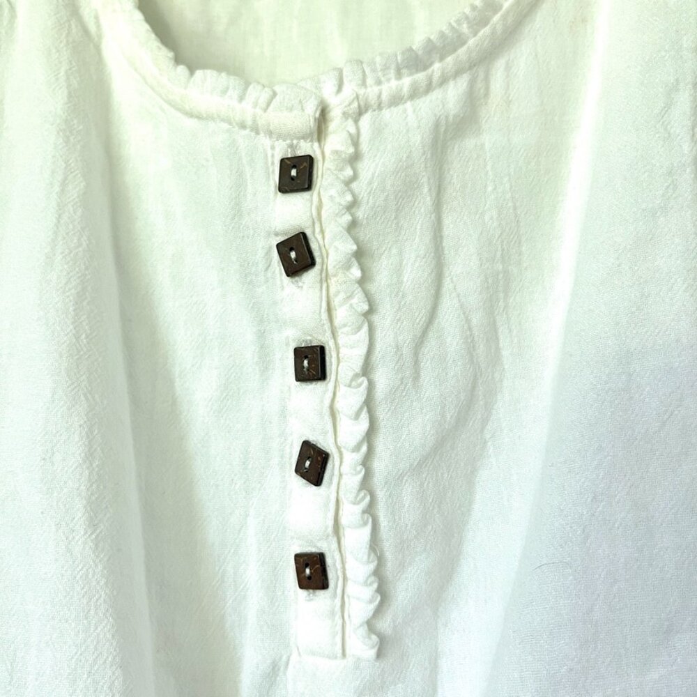 Blanc Du Nil Dress Size T3 Large White Cotton Gauze Drawstring Beach Resort - Picture 5 of 13